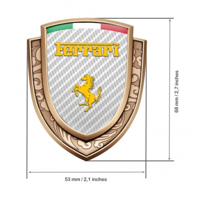 Ferrari Metal Domed Emblem Gold White Carbon Yellow Logo Italian Flag