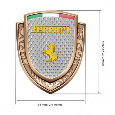 Ferrari Emblem Badge Self Adhesive Gold Honeycomb Yellow Logo Italian Flag