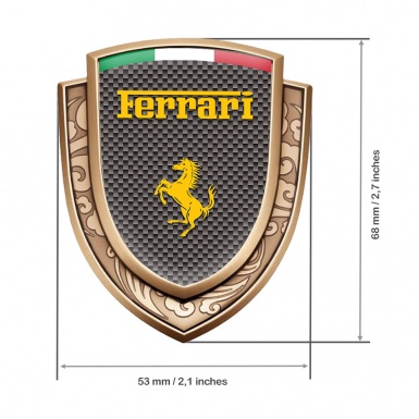 Ferrari Emblem Fender Badge Gold Grey Carbon Yellow Logo Italian Flag