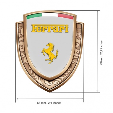 Ferrari Fender Emblem Badge Gold Grey Base Yellow Logo Italian Banner