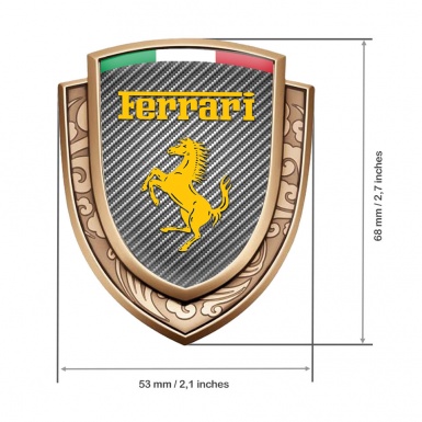 Ferrari Emblem Trunk Badge Gold Light Carbon Yellow Logo Italian Banner