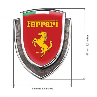 Ferrari Emblem Self Adhesive Silver Red Base Yellow Logo Italian Motif