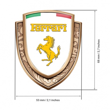 Ferrari Emblem Badge Gold White Background Yellow Logo Italian Flag