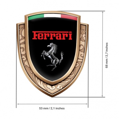 Ferrari Emblem Ornament Gold Black Base Chrome Logo Italian Edition