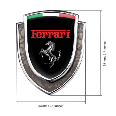 Ferrari Emblem Ornament Silver Black Base Chrome Logo Italian Edition