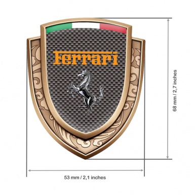 Ferrari Emblem Car Badge Gold Grey Carbon Chrome Logo Italian Flag