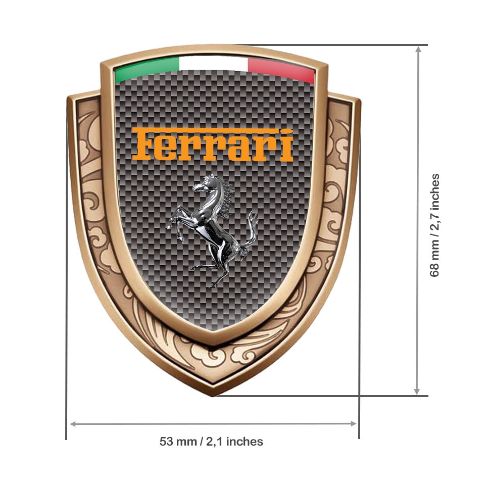 Ferrari Emblem Car Badge Gold Grey Carbon Chrome Logo Italian Flag ...