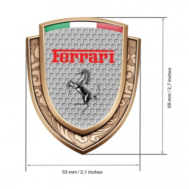 Ferrari Metal Domed Emblem Gold Honeycomb Chrome Logo Italian Edition