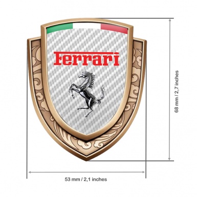 Ferrari Badge Self Adhesive Gold White Carbon Chrome Motif Italian Flag