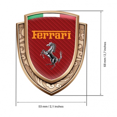 Ferrari Emblem Badge Self Adhesive Gold Red Carbon Chrome Logo Italian Flag