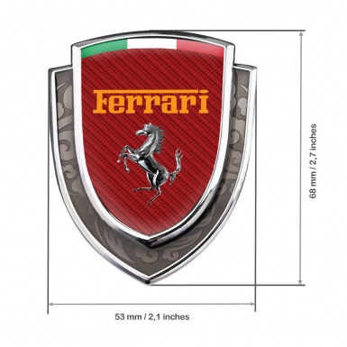 Ferrari Emblem Badge Self Adhesive Silver Red Carbon Chrome Logo Italian Flag