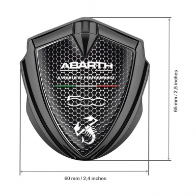 Fiat Abarth Metal Emblem Self Adhesive Graphite Steel Mesh White Motif