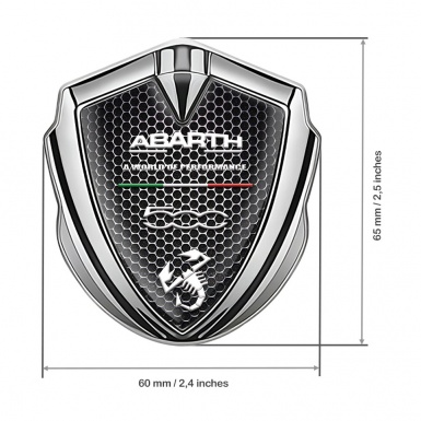 Fiat Abarth Metal Emblem Self Adhesive Silver Steel Mesh White Motif