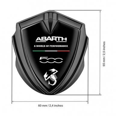 Fiat Abarth Fender Emblem Badge Graphite Black Base White Motif