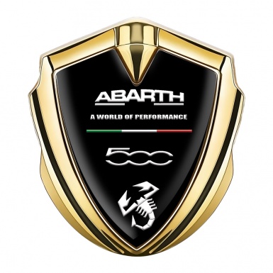 Fiat Abarth Fender Emblem Badge Gold Black Base White Motif