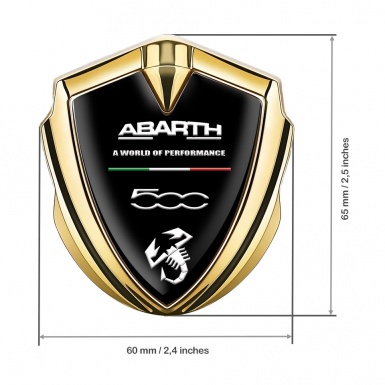 Fiat Abarth Fender Emblem Badge Gold Black Base White Motif