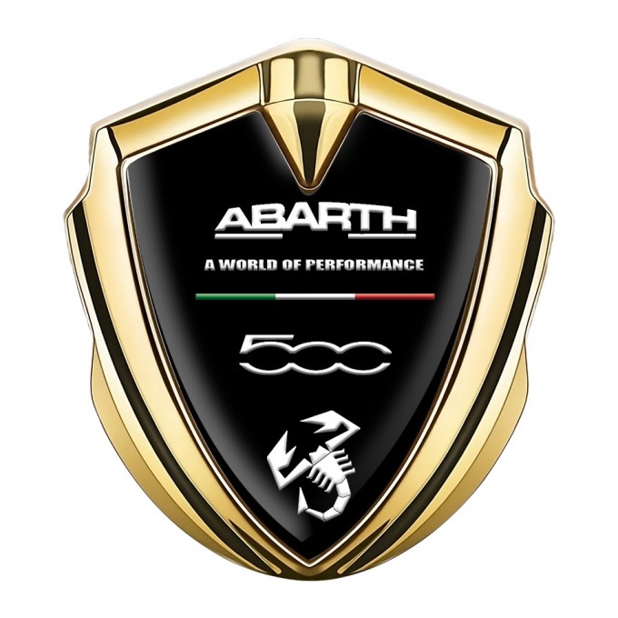 Fiat Abarth Fender Emblem Badge Gold Black Base White Motif