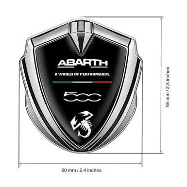 Fiat Abarth Fender Emblem Badge Silver Black Base White Motif