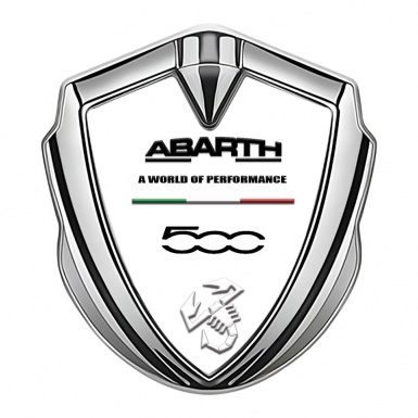 Fiat Abarth Emblem Trunk Badge Silver White Fill Black Logo Design