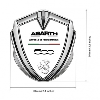 Fiat Abarth Emblem Trunk Badge Silver White Fill Black Logo Design