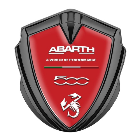 Fiat Abarth Emblem Self Adhesive Graphite Red Base White Logo Edition