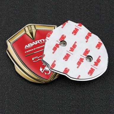 Fiat Abarth Emblem Self Adhesive Gold Red Base White Logo Edition