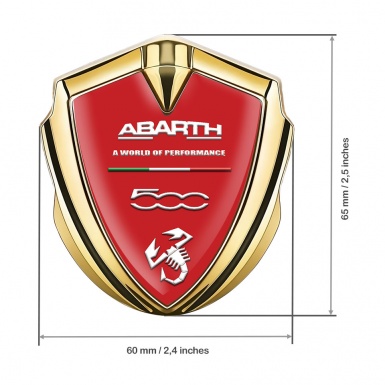 Fiat Abarth Emblem Self Adhesive Gold Red Base White Logo Edition