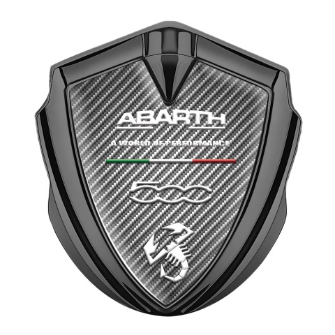 Fiat Abarth Emblem Badge Graphite Light Carbon White Scorpion Design