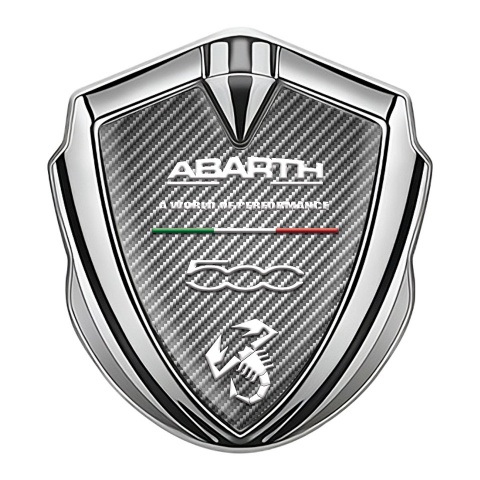 Fiat Abarth Emblem Badge Silver Light Carbon White Scorpion Design