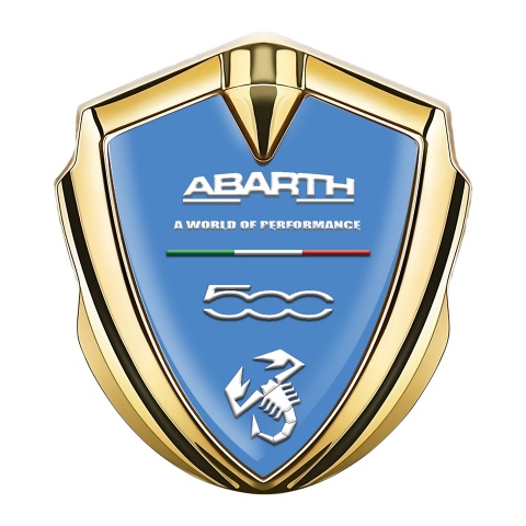 Fiat Abarth Domed Emblem Gold Glacial Blue White Scorpion Edition