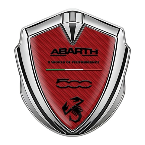 Fiat Abarth Badge Self Adhesive Silver Red Carbon Black Scorpion Design