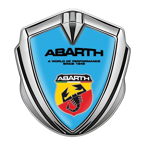 Fiat Abarth Emblem Badge Self Adhesive Silver Blue Base Color Shield Logo