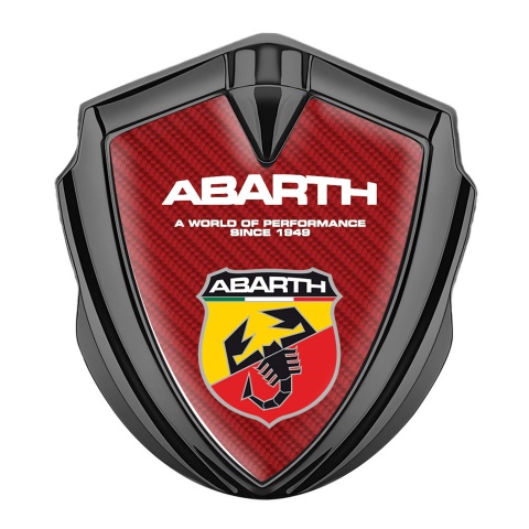 Fiat Abarth Emblem Fender Badge Graphite Red Carbon Color Shield Motif