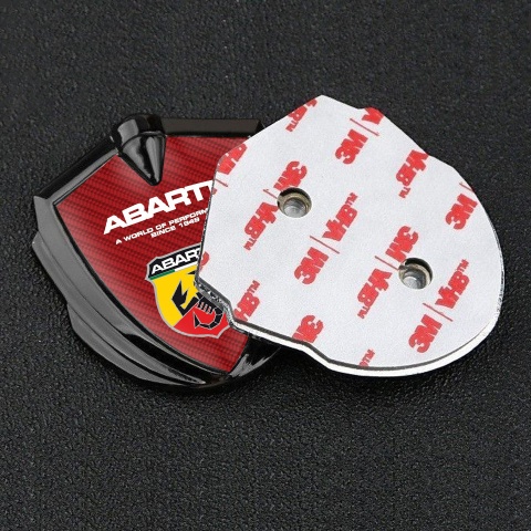 Fiat Abarth Emblem Fender Badge Graphite Red Carbon Color Shield Motif