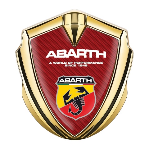 Fiat Abarth Emblem Fender Badge Gold Red Carbon Color Shield Motif