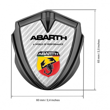 Fiat Abarth Emblem Fender Badge Graphite White Carbon Sport Logo Edition