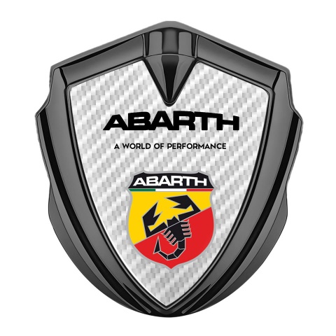 Fiat Abarth Emblem Fender Badge Graphite White Carbon Sport Logo Edition