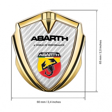 Fiat Abarth Emblem Fender Badge Gold White Carbon Sport Logo Edition