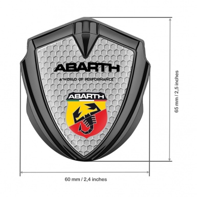 Fiat Abarth Metal Emblem Self Adhesive Graphite Grey Hex Sport Logo Design
