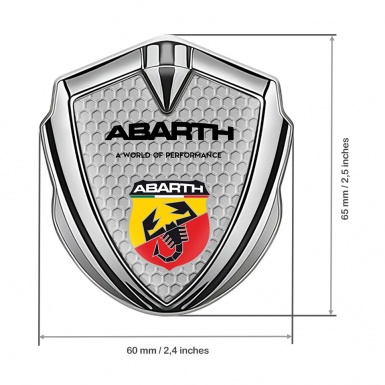 Fiat Abarth Metal Emblem Self Adhesive Silver Grey Hex Sport Logo Design