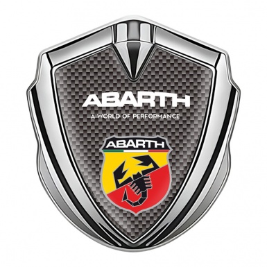 Fiat Abarth Fender Emblem Badge Silver Grey Carbon Sport Logo Motif