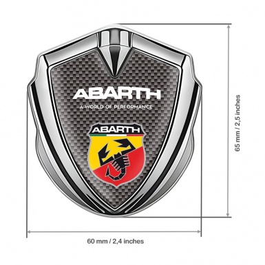 Fiat Abarth Fender Emblem Badge Silver Grey Carbon Sport Logo Motif