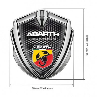 Fiat Abarth Domed Emblem Silver Dark Grate Multicolor Scorpion Shield