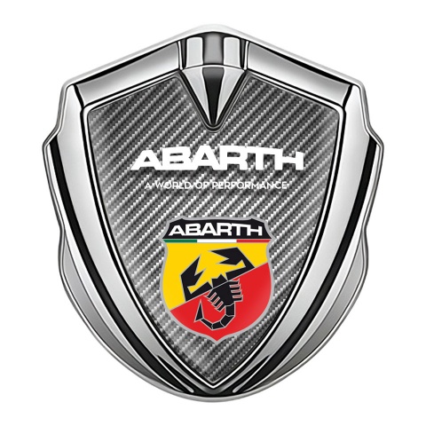 Fiat Abarth Emblem Ornament Silver Light Carbon Multicolor Sport Logo