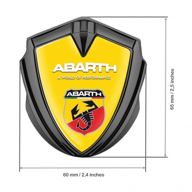 Fiat Abarth Emblem Ornament Graphite Yellow Fill Multicolor Scorpion Shield