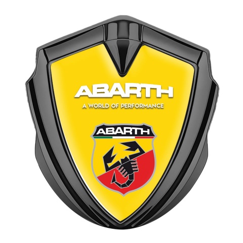 Fiat Abarth Emblem Ornament Graphite Yellow Fill Multicolor Scorpion Shield