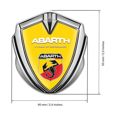 Fiat Abarth Emblem Ornament Silver Yellow Fill Multicolor Scorpion Shield