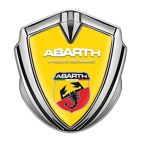 Fiat Abarth Emblem Ornament Silver Yellow Fill Multicolor Scorpion Shield