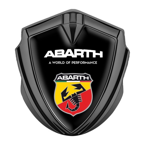 Fiat Abarth Metal Domed Emblem Graphite Black Multicolor Scorpion Logo