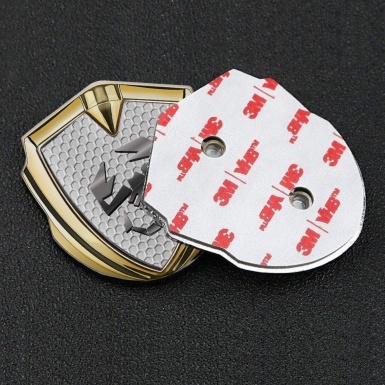 Fiat Abarth Badge Self Adhesive Gold Grey Hex Metallic Scorpion Logo